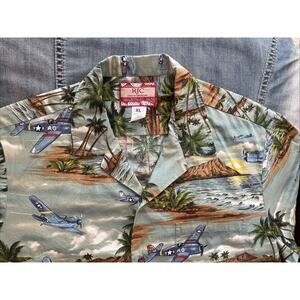 RJC VTG Cotton Hawaii Islands Palm Trees Hawaiian Shirt Made Hawaii USA Men's XL